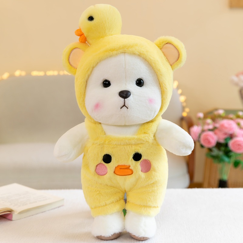 Gấu bông lena mặc áo yếm vịt và ếch dễ thương lena cosplay đội mũ động vật làm quà tặng cho bé đáng yêu