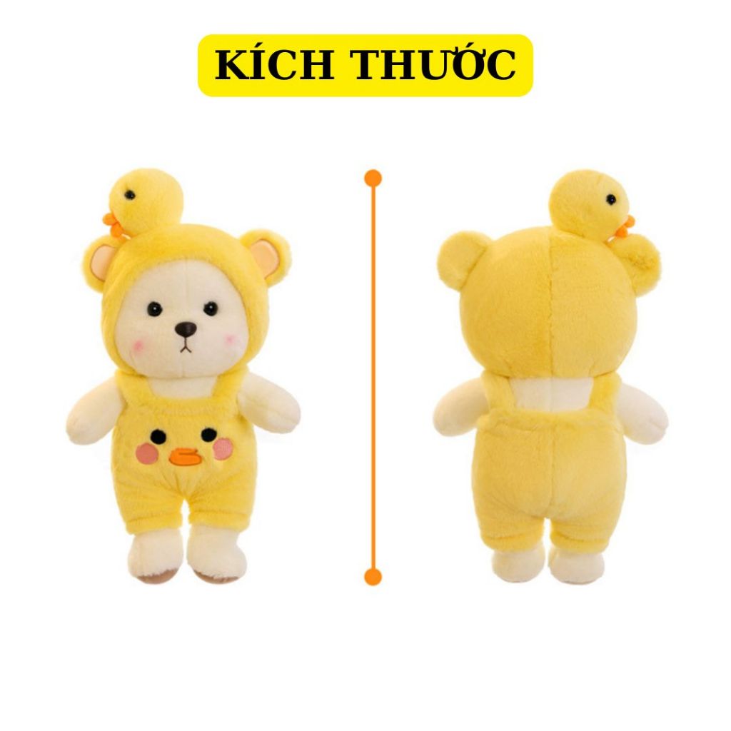Gấu bông lena cosplay đội mũ vịt và ếch đáng yêu gấu lena mặc áo yếm động chất liệu lông thỏ cao cấp