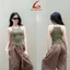 CY156 Áo 2 Dây Cổ Yếm – Chất Tăm Gold, Thiết Kế Croptop 2025