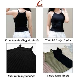 [ NEW ] CY156 Áo 2 Dây Cổ Yếm – Chất Tăm Gold, Thiết Kế Croptop 2025