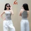 CY156 Áo 2 Dây Cổ Yếm – Chất Tăm Gold, Thiết Kế Croptop 2025