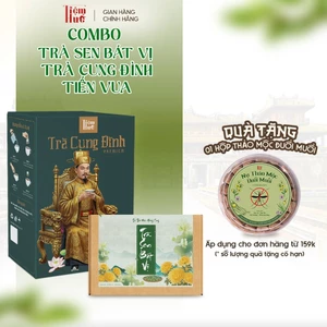 Combo Trà Cung Đình Tiến Vua Và Trà Sen Bát Vị Tiệm Huế, Công Thức Ngự Y, Dược Liệu Quý,Hỗ Trợ Giải Độc,Mát Gan