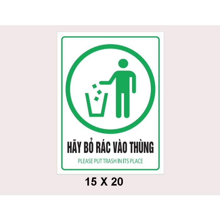 Decal Nhắc Nhở BEDO 15x20cm Dán Tường Cấm Hút Thuốc Tắt Điện Bỏ Rác Chống Nước Dễ Dán