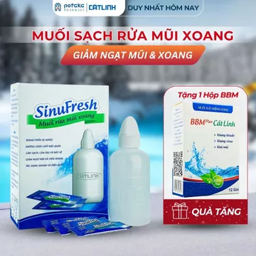 Bình Rửa Mũi Cát Linh Sinufresh, Muối Biển Nano Vệ Sinh Rửa Mũi Xoang Giảm Ngạt Mũi Hộp 50 Gói