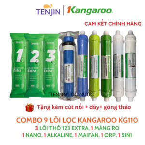 Combo 9 Lõi Lọc Nước KANGAROO Model KG110 123 RO Nano Alkaline Maifan ORP 5in1+ Chính Hãng Lõi Cắm Nhanh Mới Nhất