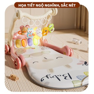 Thảm Nhạc Nằm Chơi Cho Bé, Thảm Nhạc Đa Năng 3in1 Kiêm Xe Tập Đi, Đàn Nhạc Cho Bé Phát Triển Toàn Diện