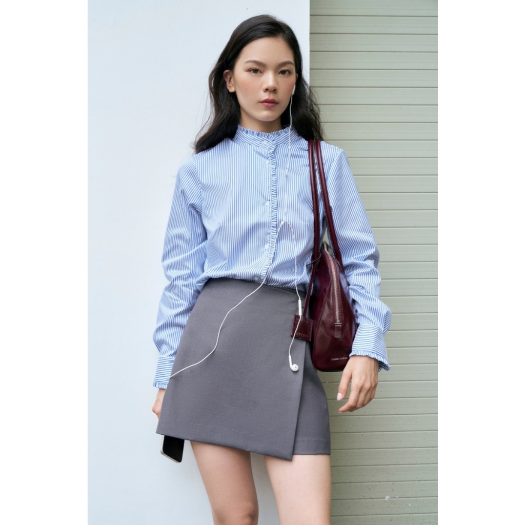 Ảnh Quần skort cạp cao MONO TALK vạt chồng, thân sau bổ cơi giả MFOT25Y-B40002FT 1