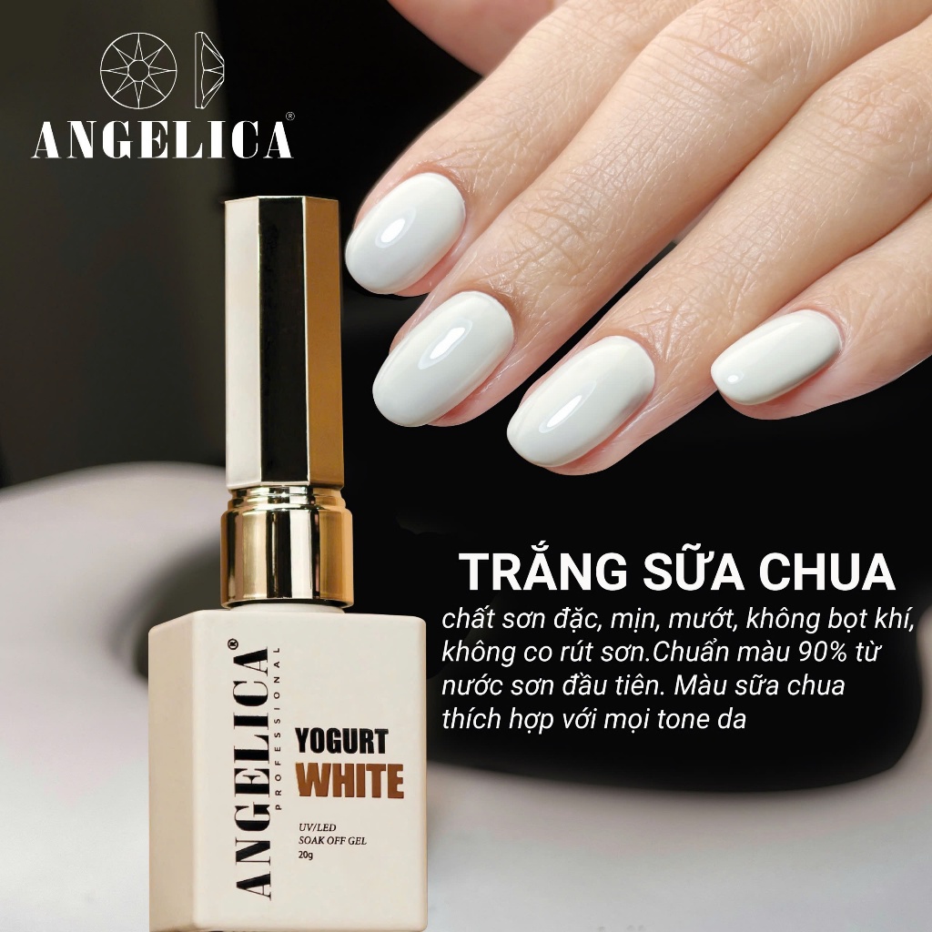 Sơn Trắng Sữa Chua Cao Cấp Angelica Chất Siêu Đặc Mịn Tăng Độ Bóng Tuyệt Đối Chai 20g ANG-SGSC