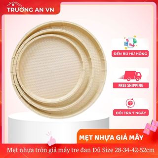Mẹt nhựa tròn giả mây tre đan Khôi Nguyên, Đĩa mẹt tròn đựng bún đậu,đồ ăn vặt,mẹt gà - Trường An VN