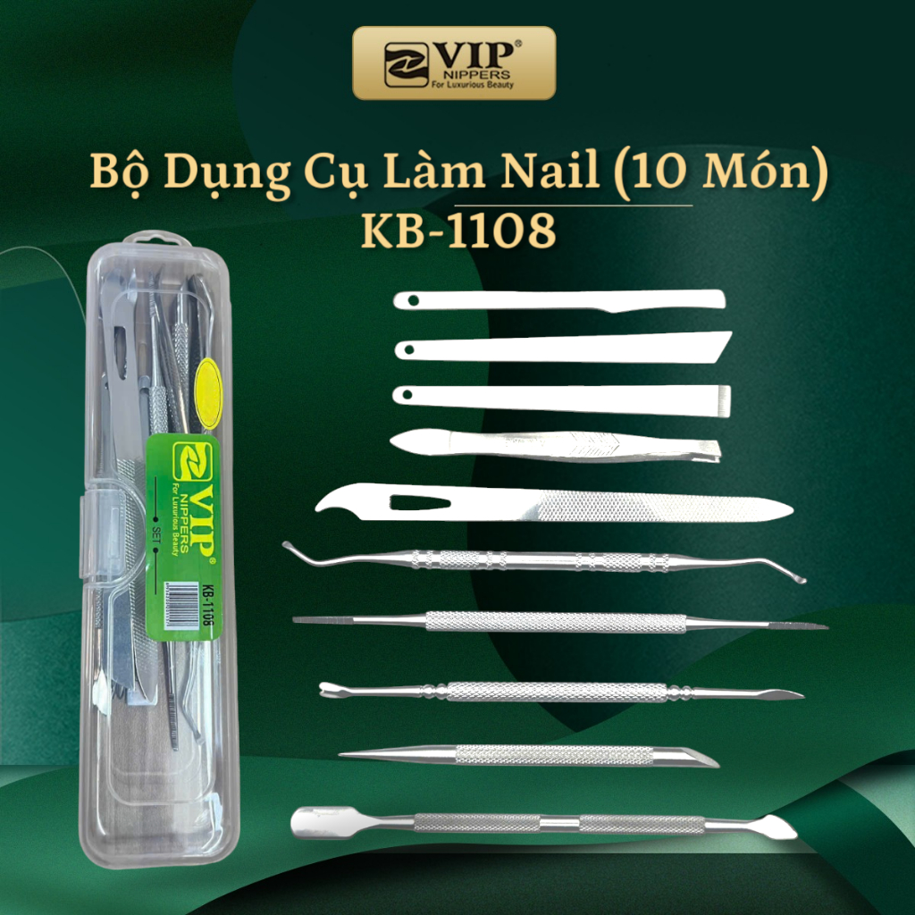 Bộ Dụng Cụ Làm Nail Inox (10 Món), KB-1108