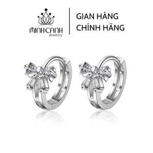 Bông Tai Bạc Khóa Bấm Nơ Đá Nhỏ - Minh Canh Jewelry