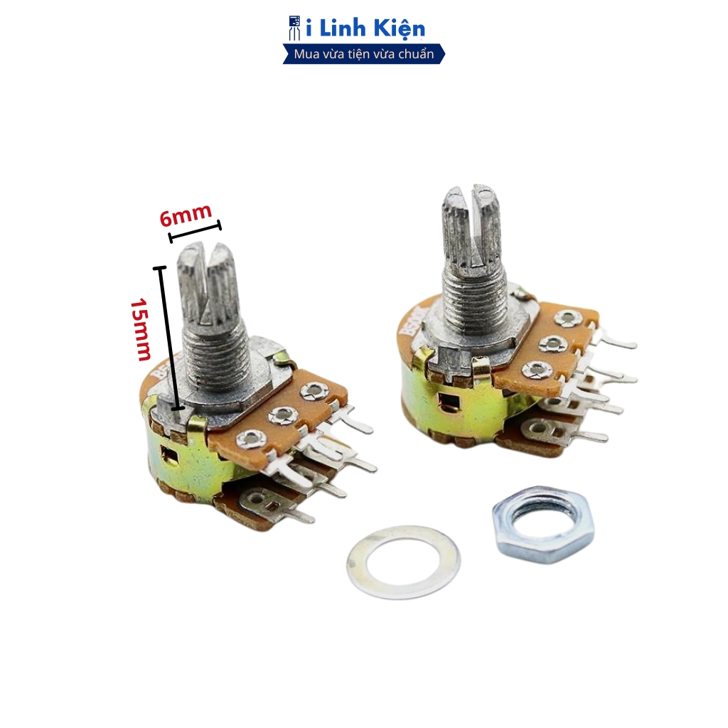 Chiết áp đôi - đơn 1M 500K 250K 100K 50K 20K 10K 5K 2K 1K WH148 15mm chất lượng cao ilinhkien.