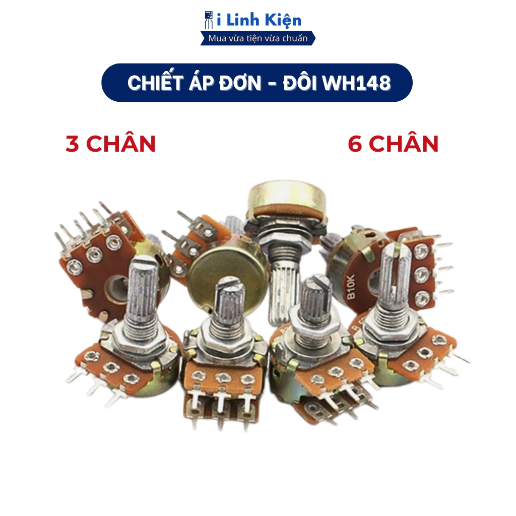 Chiết áp đơn WH148 ( Không kèm ốc) 1K/2K/5K/10K/20K/50K/100K/250K/500K 15mm chất lượng cao ilinhkien.
