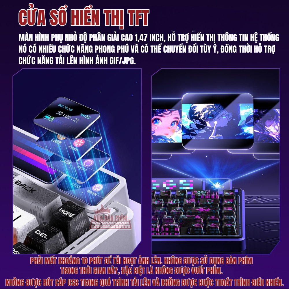 [HÀNG SẴN] Bàn phím cơ amg65 | Lebog Amg65 không dây , màn hình led , mạch xuôi keycap pbt double shot, led rgb, hotswap | BigBuy360 - bigbuy360.vn