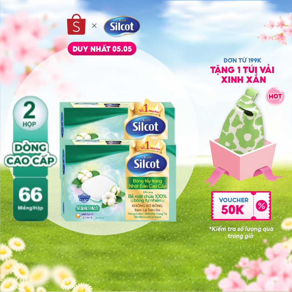 Bộ 2 hộp Bông trang điểm (bông tẩy trang) cao cấp Silcot Premium 66 ...