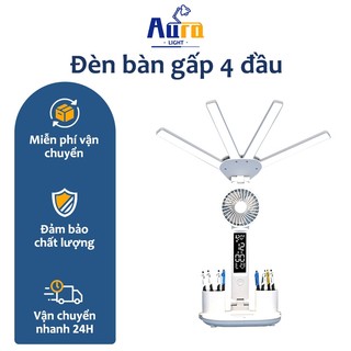 Đèn học tích điện-Đèn bàn LED sạc cho bàn học có chụp đèn có quạt cho bàn học