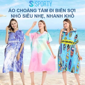 Áo choàng tắm người lớn có mũ vải sợi nhỏ thấm hút nhanh, đi bơi, đi du lịch SPORTY BT4