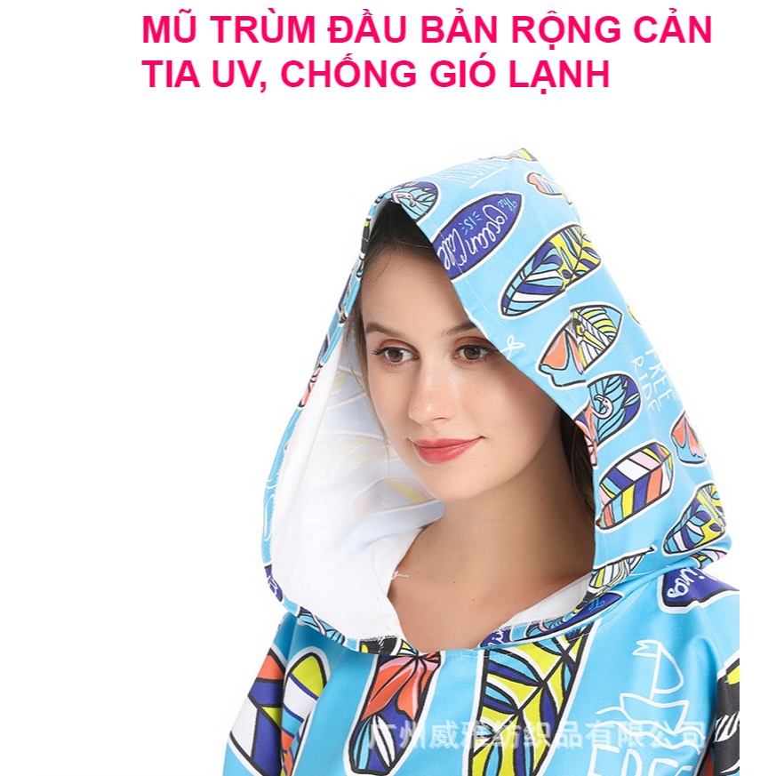 Áo choàng tắm người lớn có mũ vải sợi nhỏ thấm hút nhanh, đi bơi, đi du lịch SPORTY BT4