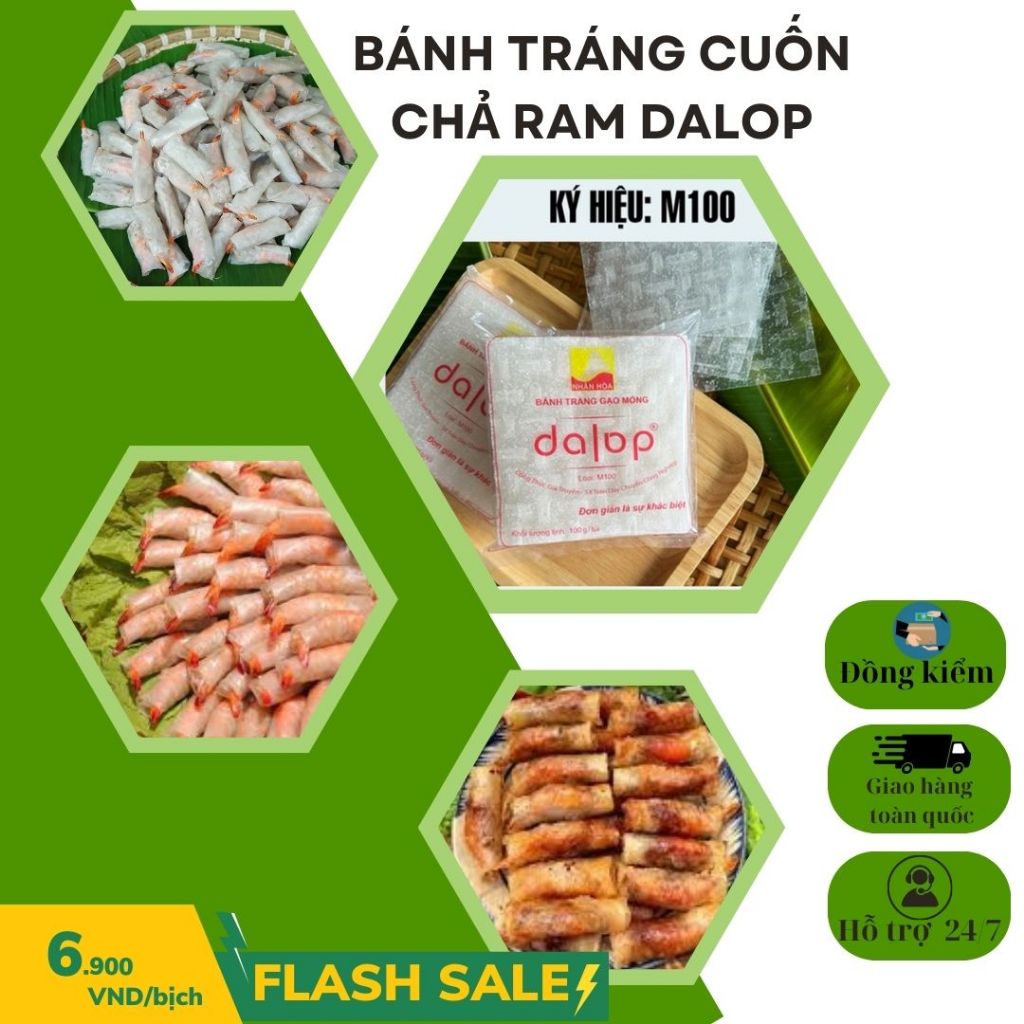 Bánh Tráng Gạo Cuốn Chả Ram DALOP M100 Giòn Rụm, Bánh Tráng Cuốn Chả Giò Tôm Đất Đặc Sản Bình Định