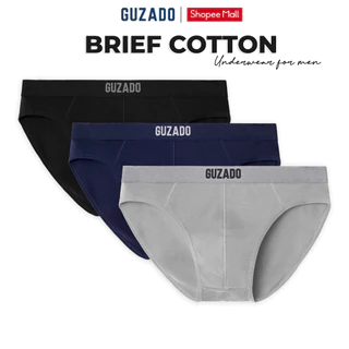 Combo 3 Quần Lót Nam Guzado Mẫu Casual Brief Kháng Khuẩn Hút Ẩm Cực Tốt,Co Giãn Thoải Mái CB3GBF