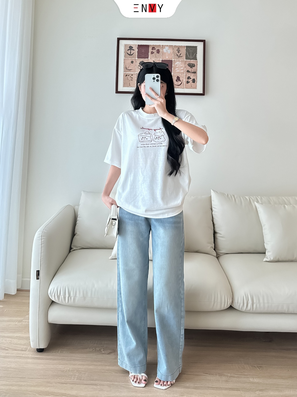 Ảnh Quần Jean Suông Dáng Dài Nữ Bản Lai To Chất Mềm ENVY J174 1