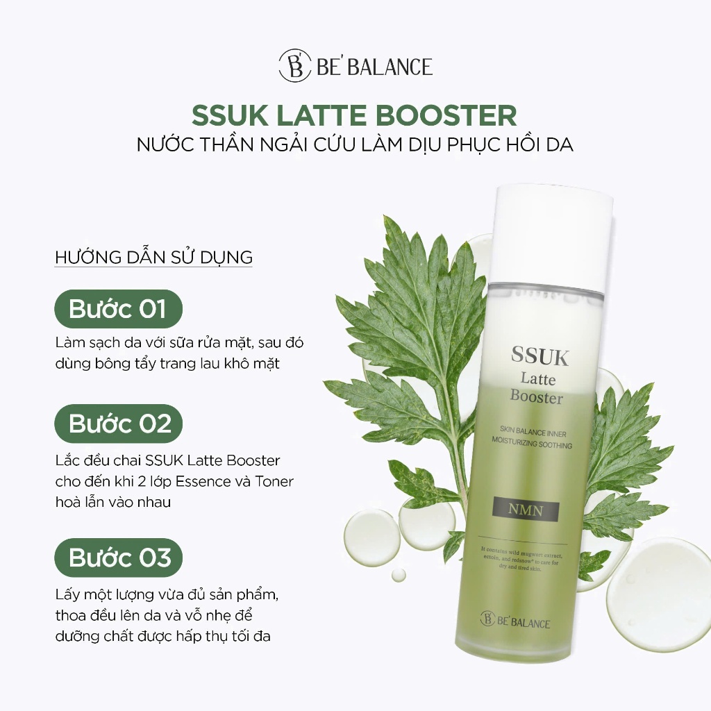 Ảnh Toner Nước Thần Đa Tầng Chiết Xuất Ngải Cứu Be'Balance SSUK LATTE BOOSTER giúp Da Trắng Khỏe 120ml 2