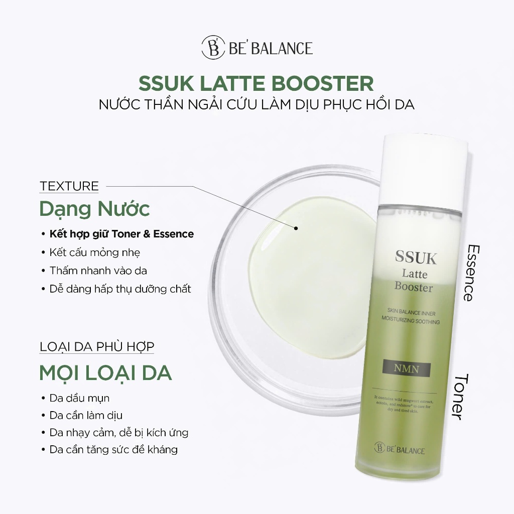 Ảnh Toner Nước Thần Đa Tầng Chiết Xuất Ngải Cứu Be'Balance SSUK LATTE BOOSTER giúp Da Trắng Khỏe 120ml 4