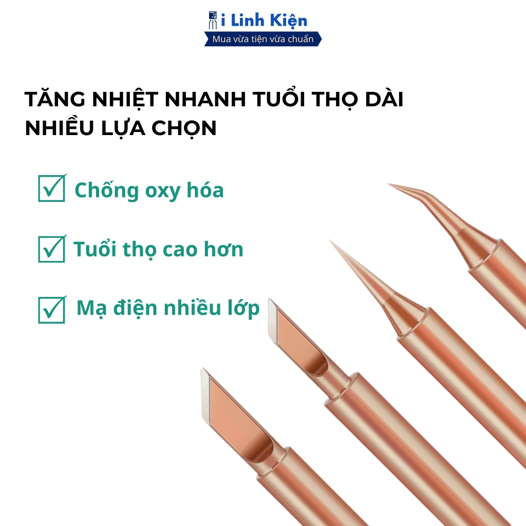 Mũi hàn đồng 900M, mũi hàn 936 chất liệu đồng bám thiếc tốt gia nhiệt nhanh chính hãng ilinhkien.