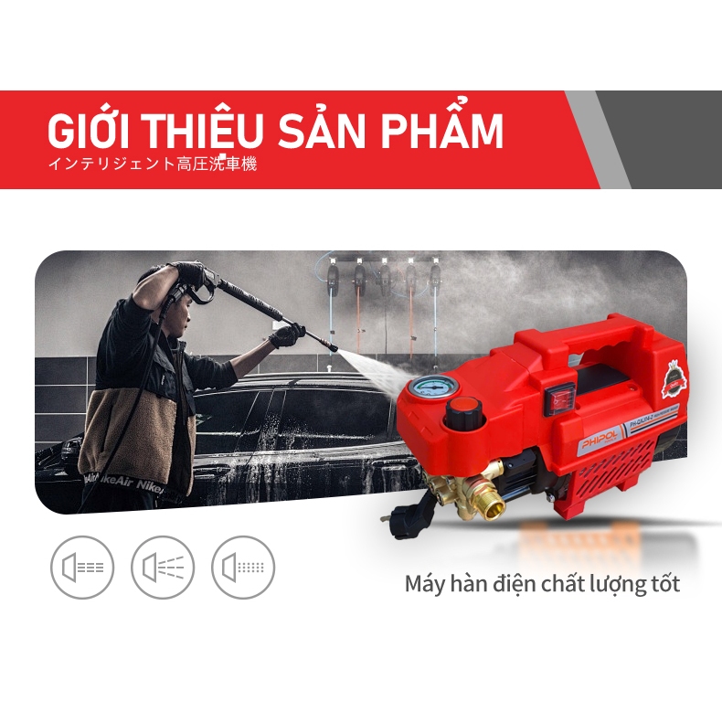 Máy rửa xe mini PHIPOL QXJ-04 Máy xịt rửa xe cao áp  2300W Có áp chống giật - Chống cháy giá rẻ