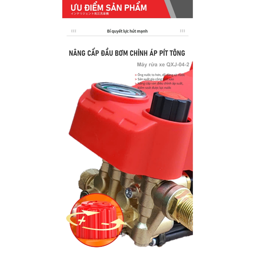 Máy rửa xe mini PHIPOL QXJ-04 Máy xịt rửa xe cao áp  2300W Có áp chống giật - Chống cháy giá rẻ