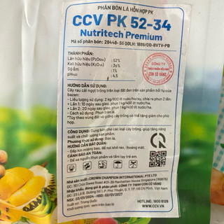 1kg Phân bón lá PK 52-34 CCV chính hãng giúp cây cứng cáp, chắc cành, lớn trái, chắc hạt cây ăn trái, lúa, cà phê