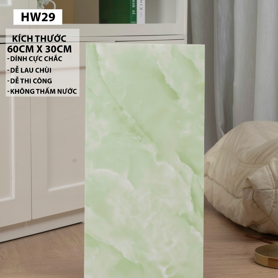 Combo 10 Miếng Xốp dán tường giả đá thạch anh phủ bóng cao cấp, giả gạch men có sẵn keo rán - KT 30x60cm