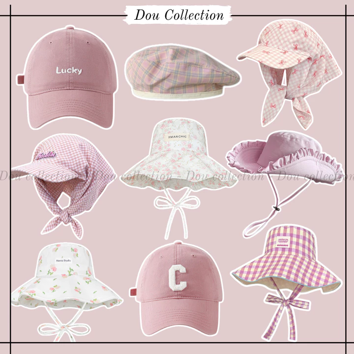 Mũ Lưỡi Trai Unisex, Nón Bucket, Mũ Nồi Chống Nắng Tone Hồng Ngọt Ngào Thời Trang Mùa Hè Đi Biển - Mã THM07