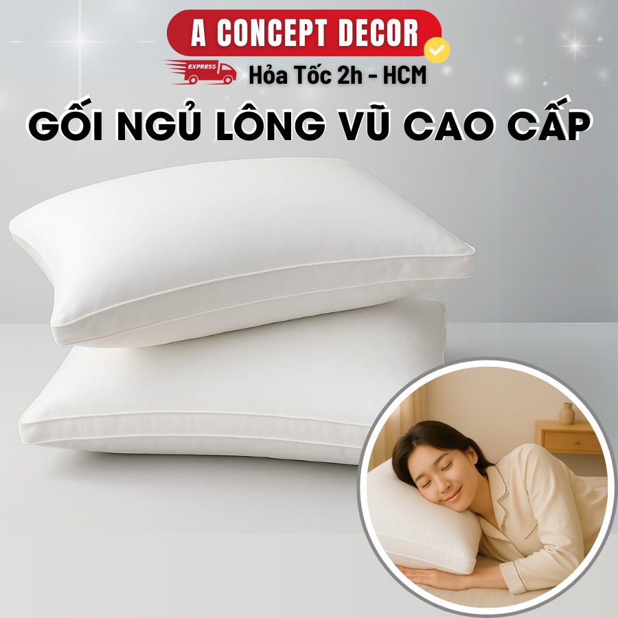 Ảnh Gối Ngủ Microfiber Cao Cấp Ruột Gối Lông Vũ Gối Chuẩn Khách Sạn 5 Sao Thiết Kế Sang Trọng Êm Ái Mềm Mại Chuẩn Oeko-Tek 1