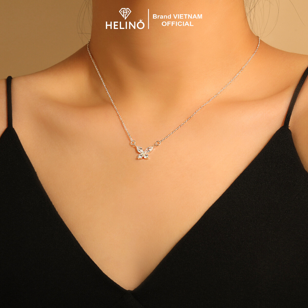 Ảnh Dây chuyền bạc nữ HELINO mặt hồ điệp đơn đính đá lấp lánh, nữ tính C63 1
