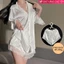 Áo sơ mi pha ren tặng kèm quần short, set sơ mi ngủ lụa phối ren mềm mịn thoáng mát cho nàng BS-9505