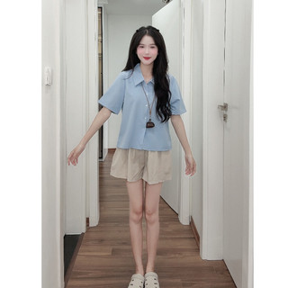 Áo sơ mi nữ cộc tay cổ baby có Bigsize 40-72kg form vừa HaChang - A35