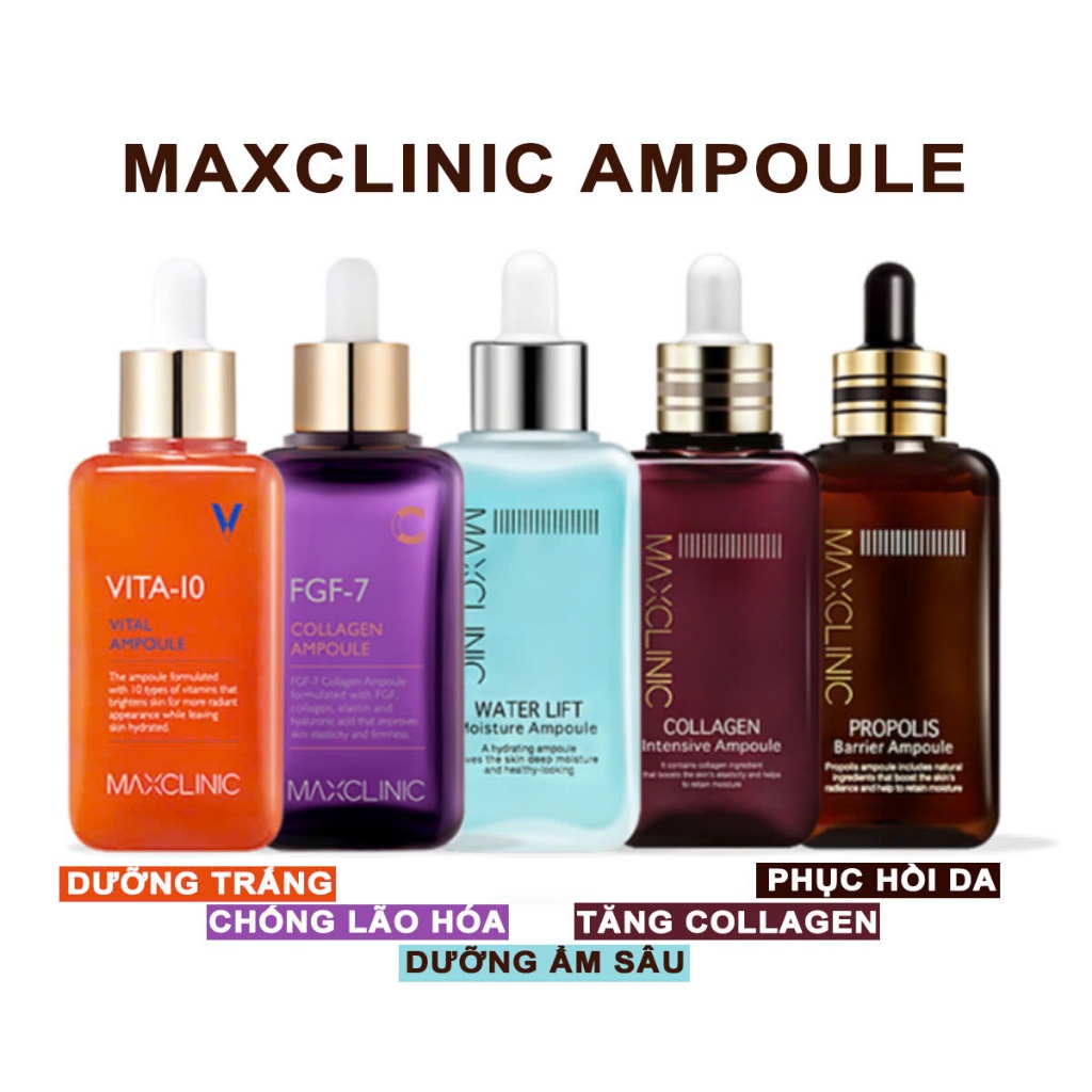 Serum Chống Lão Hóa, Hạn Chế Nhăn Chống Nắng Dưỡng Ẩm Phục Hồi Da Maxclinic Ampoule 100ml