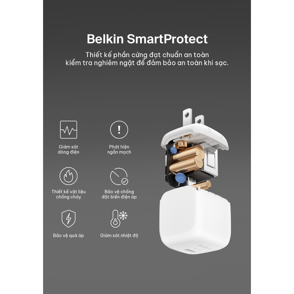 Ảnh Củ sạc nhanh 45W Belkin | chuẩn USB-C PD PPS Cubic Wall Charger | Nhỏ gọn, An toàn, chuẩn sạc nhanh 3