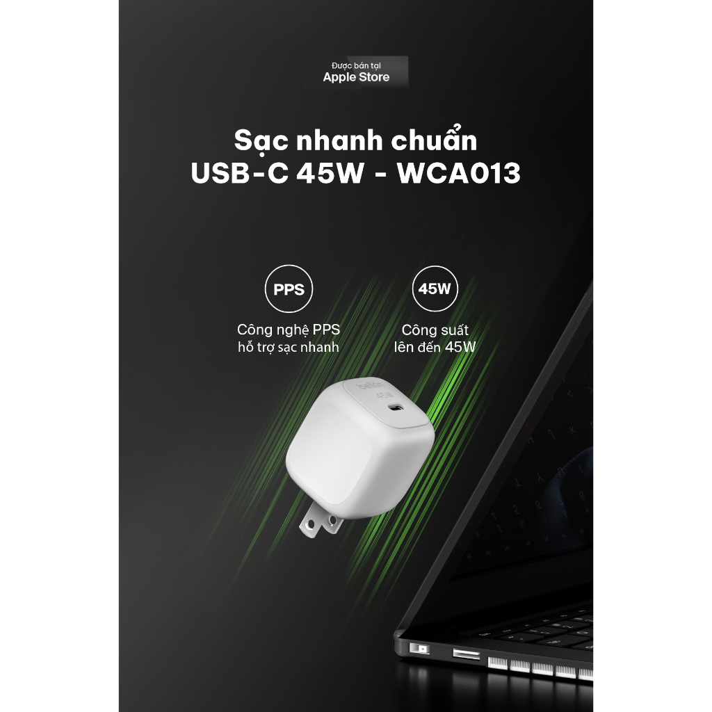 Ảnh Củ sạc nhanh 45W Belkin | chuẩn USB-C PD PPS Cubic Wall Charger | Nhỏ gọn, An toàn, chuẩn sạc nhanh 1