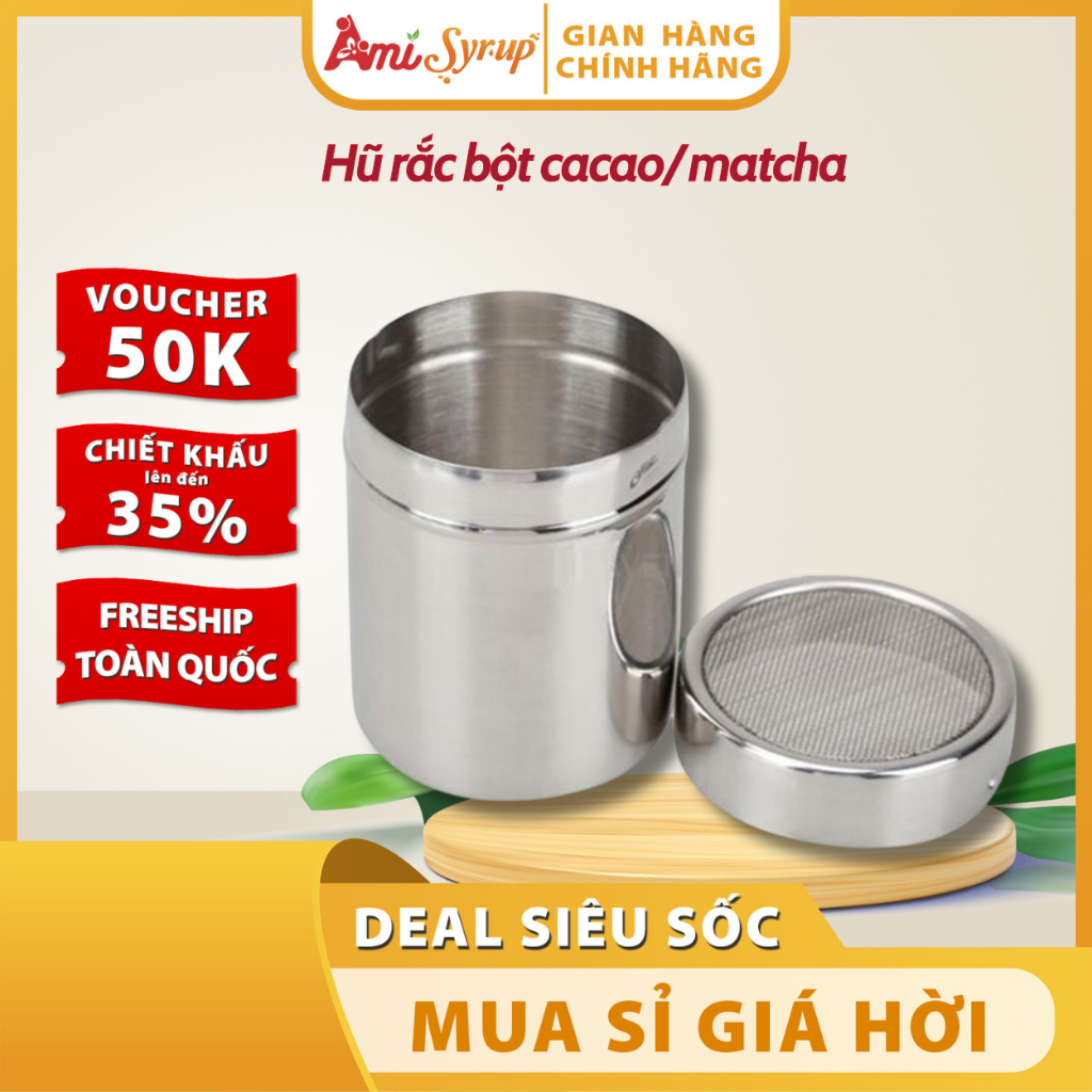 Hũ Rắc Bột Cacao/ Matcha Siêu Mịn Bằng Inox Đủ Size - Tiện Lợi, Nhỏ Gọn, Thẩm Mỹ
