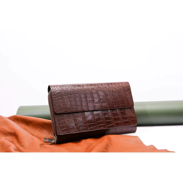 Ví cầm tay Clutch da cá sấu nam Ftt Leather có nhiều ngăn tiện lợi bền bỉ sang trọng