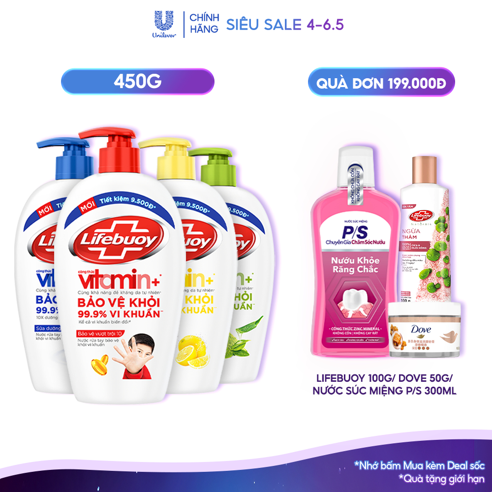 Ảnh Nước Rửa Tay Lifebuoy Bảo Vệ Khỏi 99.9% Vi Khuẩn Gây Bệnh Hỗ Trợ Cùng Đề Kháng Da Tự Nhiên 450G/ Phiên bản Tết 499g 1
