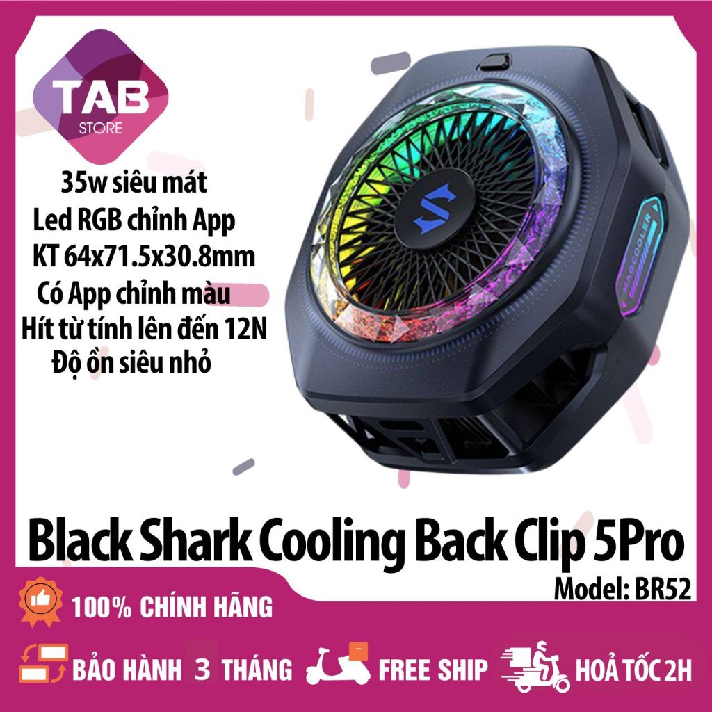 Quạt Tản Nhiệt Sò Lạnh Black Shark Cooling Back Clip 5 Pro 35W Làm Mát Từ Tính BR52 - Chính Hãng | BigBuy360 - bigbuy360.vn