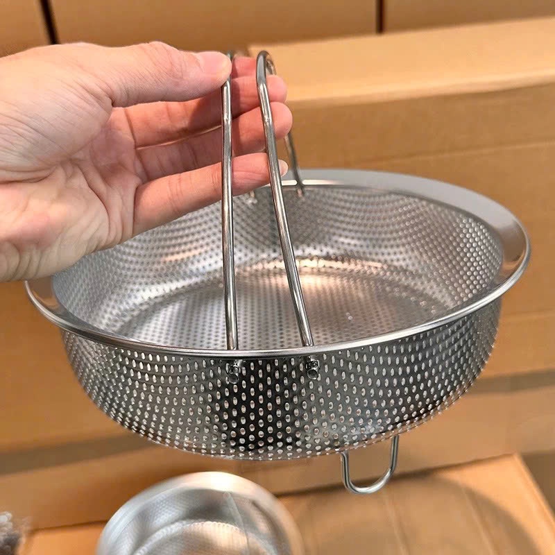 Rổ Hấp Có Quai Xách, Rổ Đa Năng Inox 304 Nội Địa Trung Cao Cấp Không Gỉ