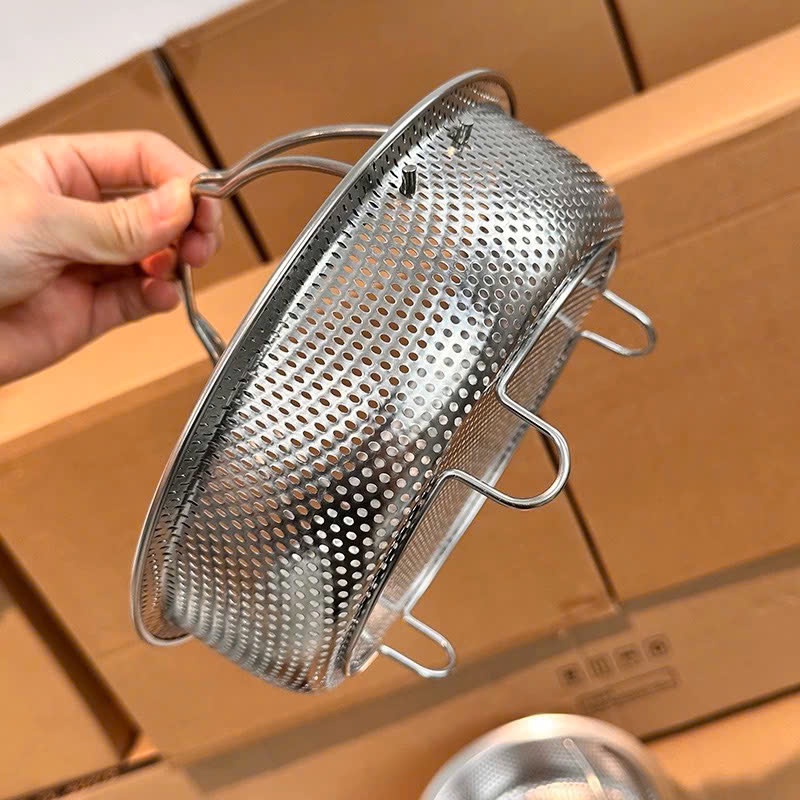 Rổ Hấp Có Quai Xách, Rổ Đa Năng Inox 304 Nội Địa Trung Cao Cấp Không Gỉ