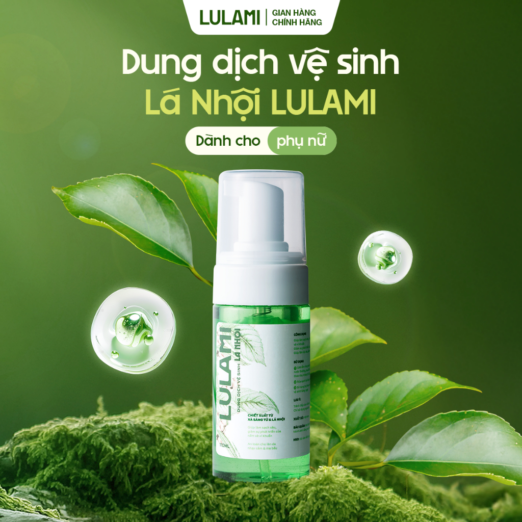 Dung dịch vệ sinh phụ nữ Lá Nhội LULAMI Kháng khuẩn và Sạch sâu Dạng bọt dung tích 110ml