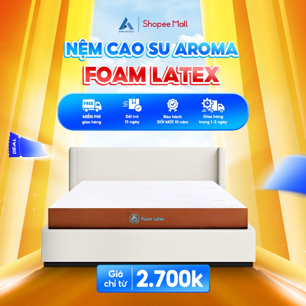 Ảnh Nệm Cao Su Foam Latex  Aroma, Kết Hợp Cao Su Thiên Nhiên Đàn Hồi Tốt, Êm Ái, Nâng Đỡ Cơ Thể Tốt, Bảo Hành 10 năm 1
