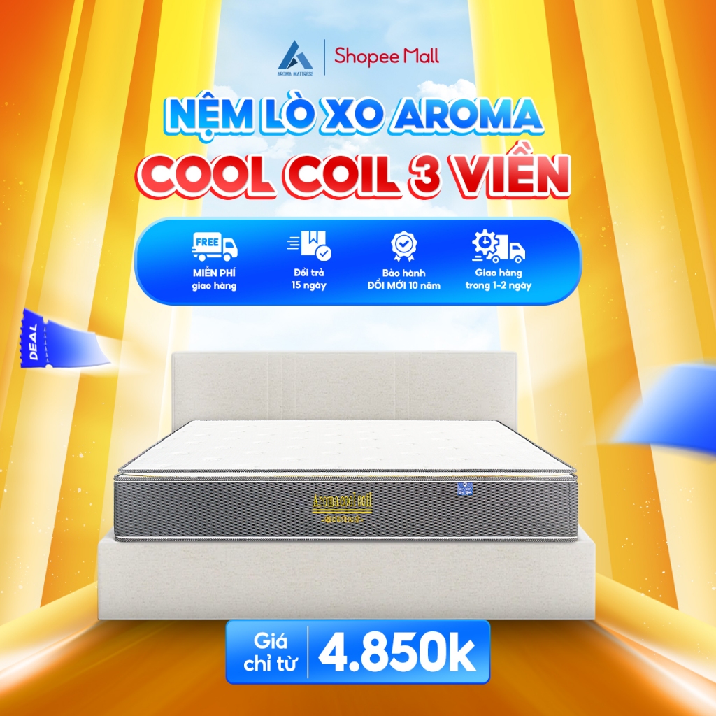 Ảnh Nệm Lò Xo Túi  Độc Lập Aroma Cool Coil 3 Viền - Êm Ái, Hạn Chế Tiếng Ồn, Giúp Nâng Đỡ Cơ Thể - Bảo Hành 10 Năm 1