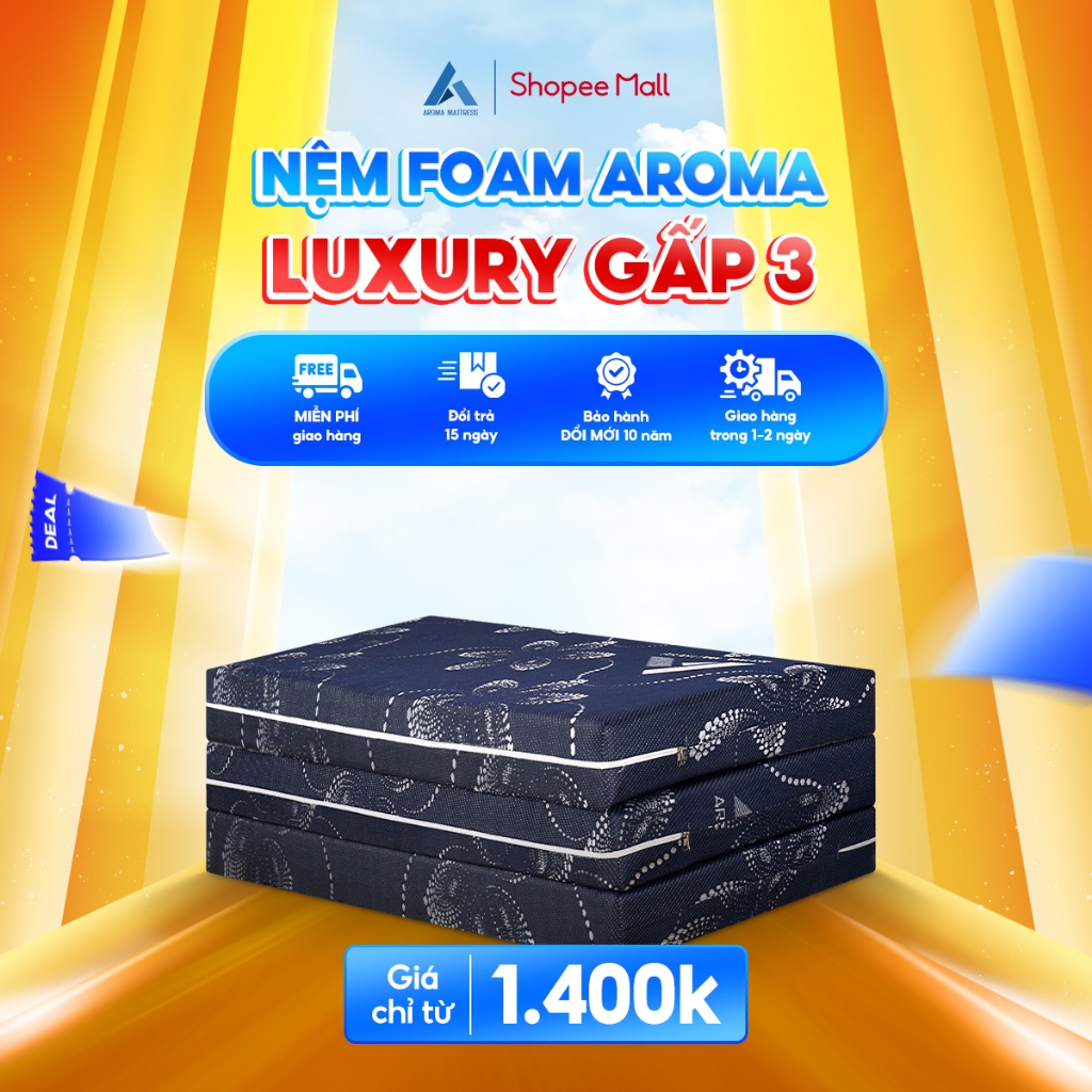 Ảnh Nệm Foam Aroma Luxury Gấp 3, Êm Ái, Đàn Hồi, Chính Hãng, Bảo Hành 10 năm 1